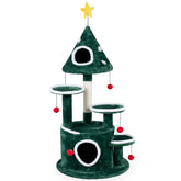 50" Christmas Cat Tree with 2 Condos and Sisal Scratching Post