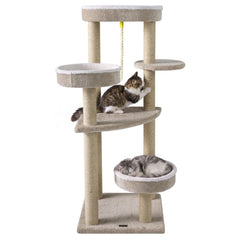 51"Carpeted Cat Tree with Comfy Plush Perches for Indoor Cats