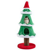 51" Christmas Cat Tree with 2 Cozy Condos and Scratching Post for Pets
