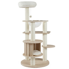 52 Inches Tall Wooden Cat Tree with Washable Plush Cushions and Multi-Level - view 4