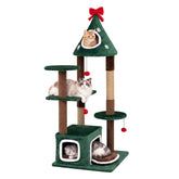 54"Christmas Cat Tree with 2 Condos and Removable Cushion