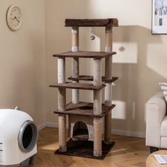 58 Inch Large Multi-level Cat Tree with Swaying Aerial Condo and Plush Perch Bed - view 2