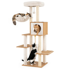 58 Inch Tall Modern Cat Tree with Sisal Scratching Posts