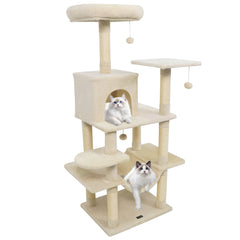 58" Multi-Level Cat Tree Soft Plush Cat Tower with Padded Top Perch