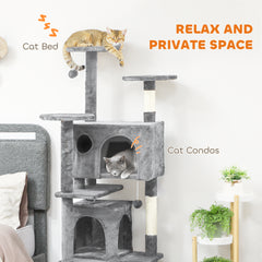 54" Cat Tree, Multi-Level Cat Tower with Scratching Posts, Cat Condos, Bed - view 4