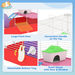 18.5'' Hamster Cage with Exercise Wheel and Water Bottle Dishes, Rat House - view 4
