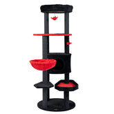 60" Gothic Cat Tower with Plush Perch and Spider Hanging Toys for Black