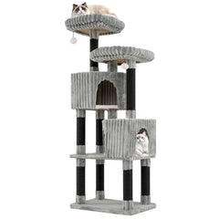 62 Inch Tall Cat Tower with Scratching Posts and Soft Flannel Covering Cat Tree - view 4