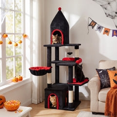 63 Inch Gothic Cat Tree with Condo and Top Cave for Large Cats 20+ LBS - view 3