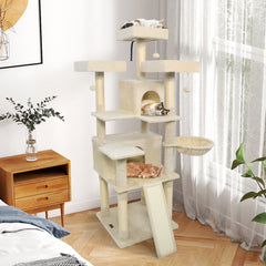 65 Inch Tall Multi-level Cat Tree with 3 Upholstered Perch and 2 Cat Condos - view 2