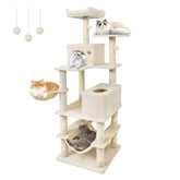 66 Inch Tall Cat Tree Multi-Level Cat Tower with 2 Condos Sisal Scratching Posts