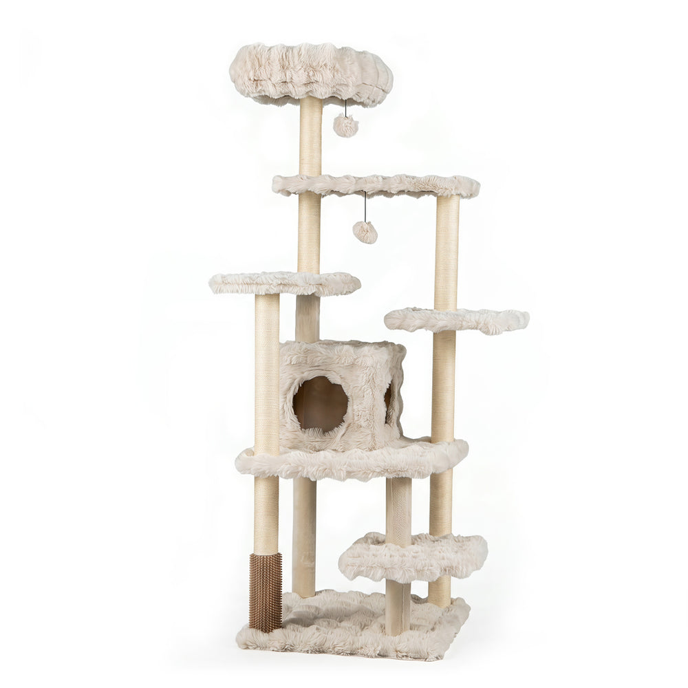 67 Inch Multi-level Cat Tree with Large Cat Condo and Padded Perch
