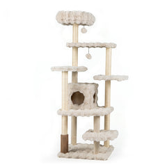 67 Inch Multi-level Cat Tree with Large Cat Condo and Padded Perch