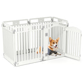 6-Panel Tall Dog Playpen Foldable Pet Fence with Locking Door Pet Gate