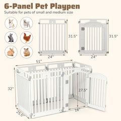 6-Panel Tall Dog Playpen Foldable Pet Fence with Locking Door Pet Gate - view 4
