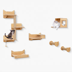 6 Pieces Cat Wall Furniture Set Kitten Wall Mounted Shelves Cat Tree