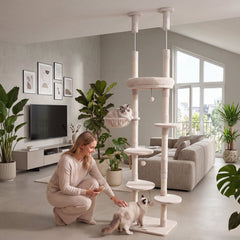 6-tier Floor to Ceiling Cat Tree with Plush Bed and Sisal Scratching Posts - view 2