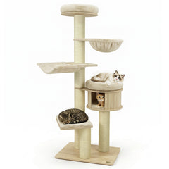 75.5" Tall Cat Tree with 7 Sisal Posts & Hanging Basket and Hammock for Indoor - view 4