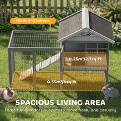 Rabbit Hutch Outdoor, 48"L Large Wooden Bunny Cage with Run - view 4