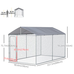 Dog Kennel Outdoor, Heavy Duty Playpen with Secure Lock, Cover, for Backyard - view 2