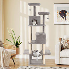 84 Inch Large Cat Tree with 2 Condos and 2 Soft Plush Perches for Indoor Cats - view 3