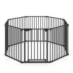 8-Panel Extra Wide Baby Gate Adjustable Pet Safety Fence with Auto-close Door
