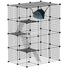 4-Tier DIY Large Cat Cage with Hammock, Platforms, Ramps, Accessories for 1-3
