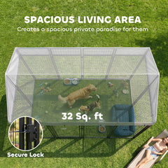 Outdoor Dog Kennel with Roof, 8' x 4' x 6' Heavy Duty Welded Wire Dog Playpen - view 3