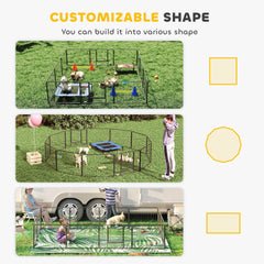 Dog Playpen, 31.5"W Heavy-Duty Metal Puppy Play Pen, Pet Exercise Fences - view 3