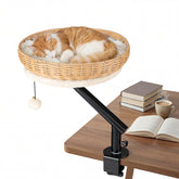 Cat Desk Bed with Removable Padded Cushion for Indoor Cats Cat House