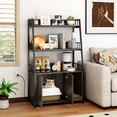 Cat Litter Box Enclosure with Storage Shelves and Scratching Pad Cat House - view 2
