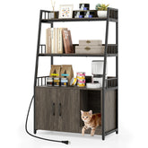 Cat Litter Box Enclosure with Storage Shelves and Scratching Pad Cat House