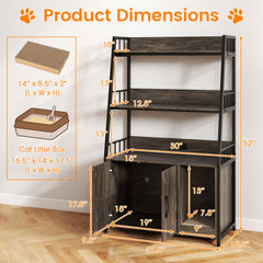 Cat Litter Box Enclosure with Storage Shelves and Scratching Pad Cat House - view 4