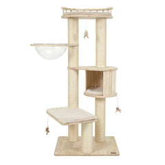 Cat Tree for Indoor Kittens with Top Perch Condo Space and 3 Hanging Feather