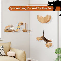 Cat Wall Furniture Set Kitten Wall Mounted Shelves with Hammock Cat Tree - view 4