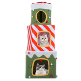 Christmas Cat Tree for Indoor Cats 47" Cute Cat Climbing Furniture with 3 Condos