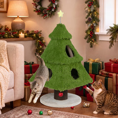 Christmas Cat Tree with Scratching Post and Dangling Balls for Indoor Cats - view 3