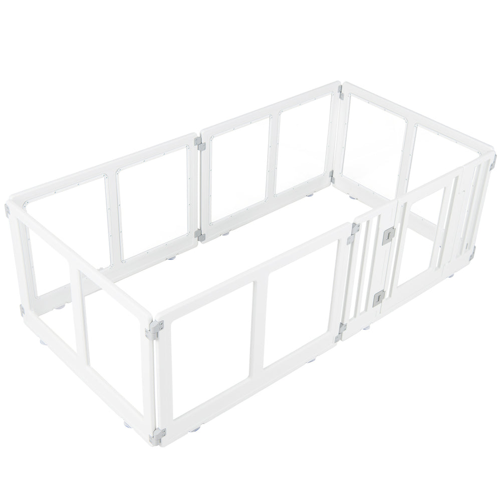 Clear Plastic Dog Playpen with Secure Locking Door-6 Panel Pet Gate