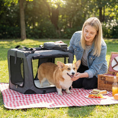 Collapsible Soft Dog Crate Travel Crate with Mesh Windows and 3 Doors Dog Kennel - view 2