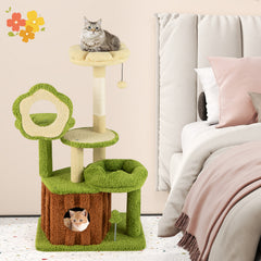 Cute Cat Tree for Adult Cats Multi-level Kitty Tower with Trunk Condo - view 3
