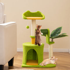 Cute Palm Cat Tree for Indoor Cats with Artificial Leaves - view 2