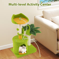 Cute Palm Cat Tree for Indoor Cats with Artificial Leaves - view 4