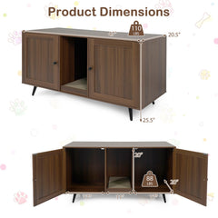 Double Cat Litter Box Enclosure for 2 Cats with Scratching Pad and Double Rooms - view 4