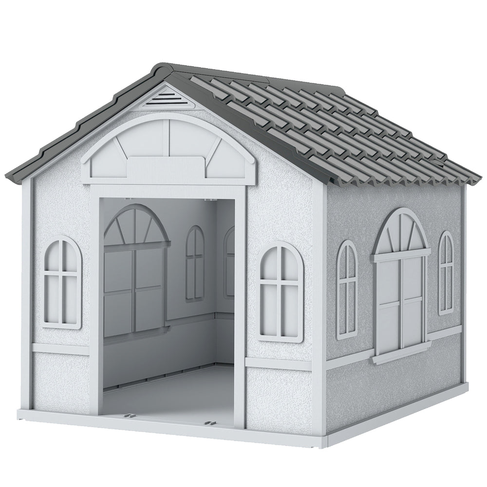 26" Plastic Dog House Outdoor with Air Vents, for Small Medium Dogs Dog Crate