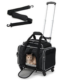 Foldable Pet Carrier with Wheels Airline Approved Rolling Cat and Dog Carrier