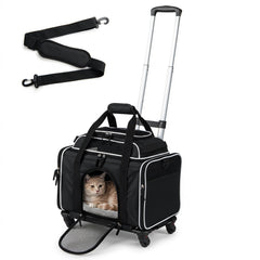 Foldable Pet Carrier with Wheels Airline Approved Rolling Cat and Dog Carrier