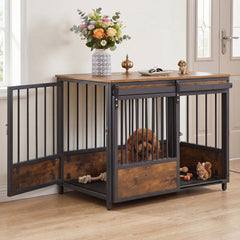 Furniture Style Dog Crate with 2 Doors and Safety Latch and Dog Mat Dog Kennel - view 2