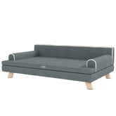Elevated Dog Sofa Bed, Cat Couch with Cushion, Washable Cover, Wooden Legs