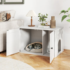 Hidden Cat Litter Box Enclosure Furniture with Divider Cat House - view 2