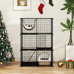 Indoor Cat Cage 3-Tier Cat Enclosure Detachable Metal Wire Kennel Cat Tree - view 3